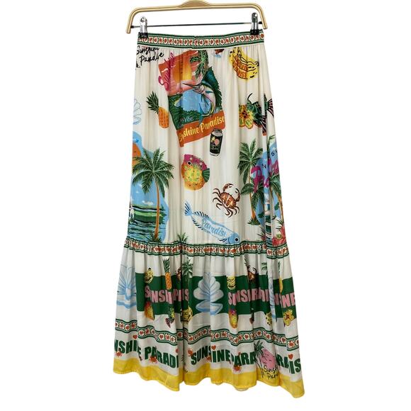 Rachel‎ Zoe Summer Vibes Maxi Skirt Women XS Multicolor Tropical Paradise NEW - Picture 2 of 10
